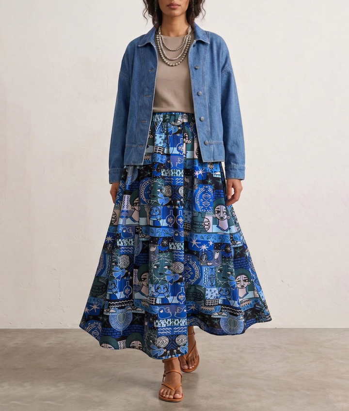 midnight Nile puff linen skirt