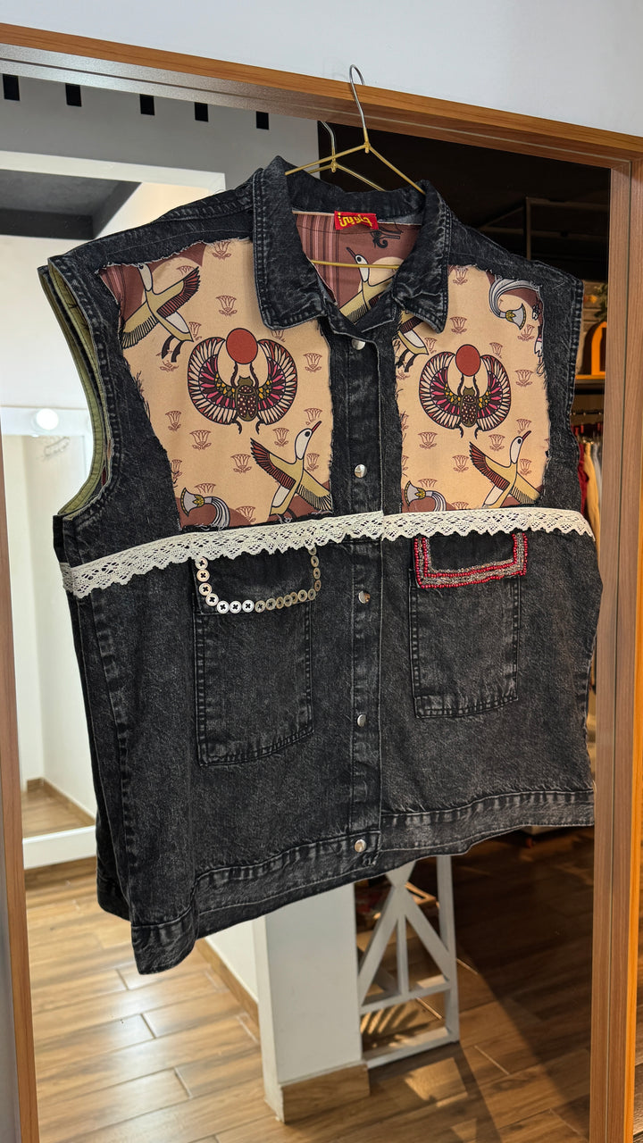 Brown faro Recycle denim vest