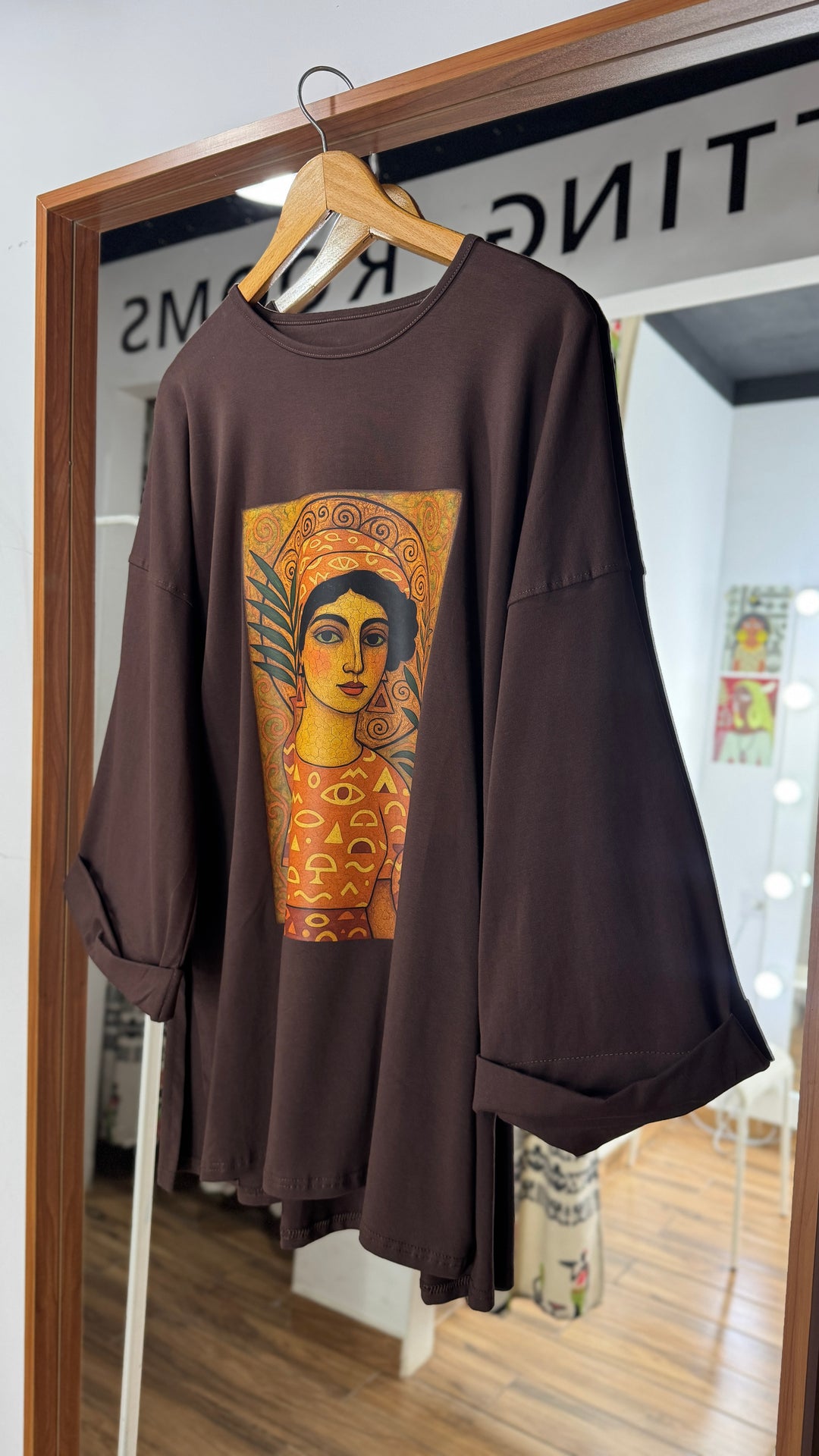 Fayoum woman portrait  brown cotton shirt
