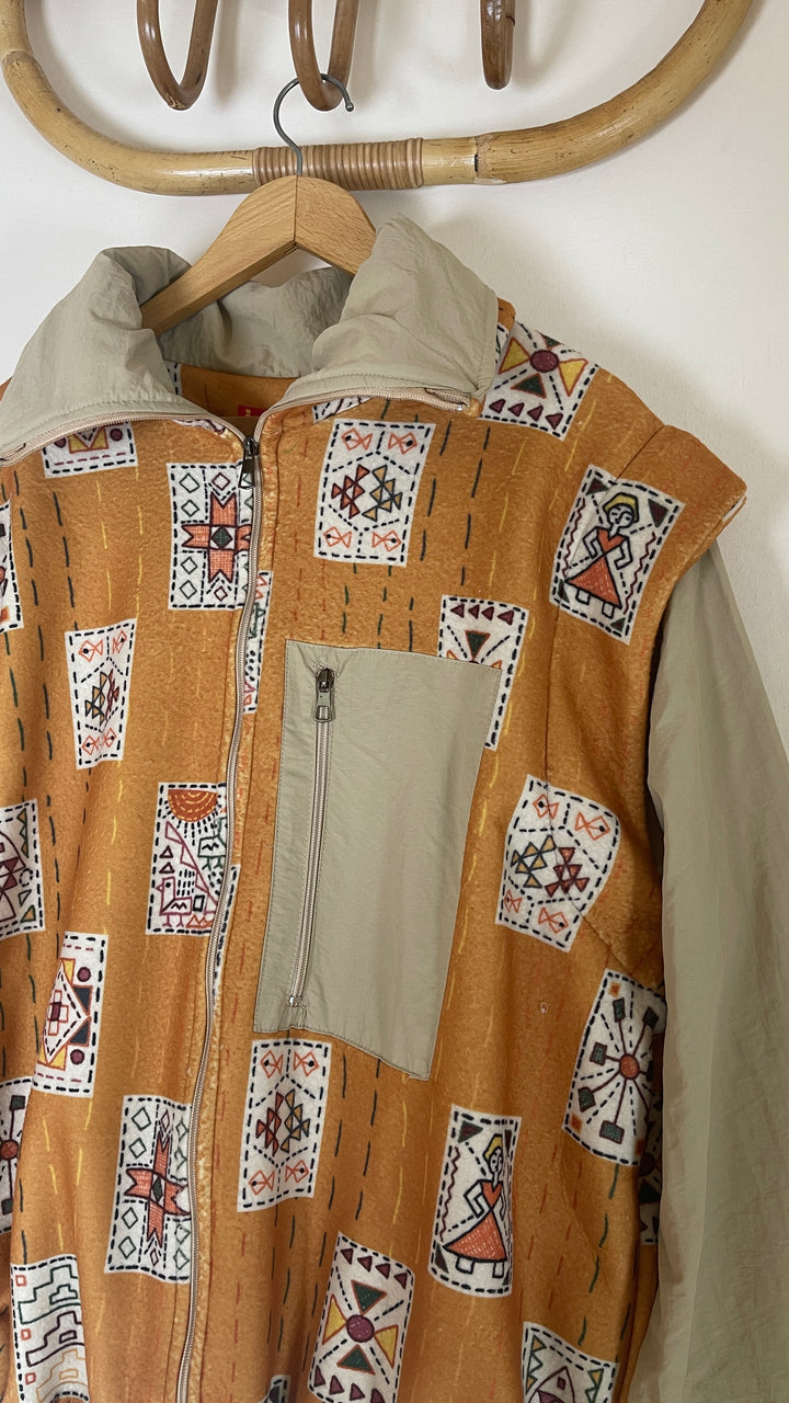 Embroidery stitches yellow jacket/vest
