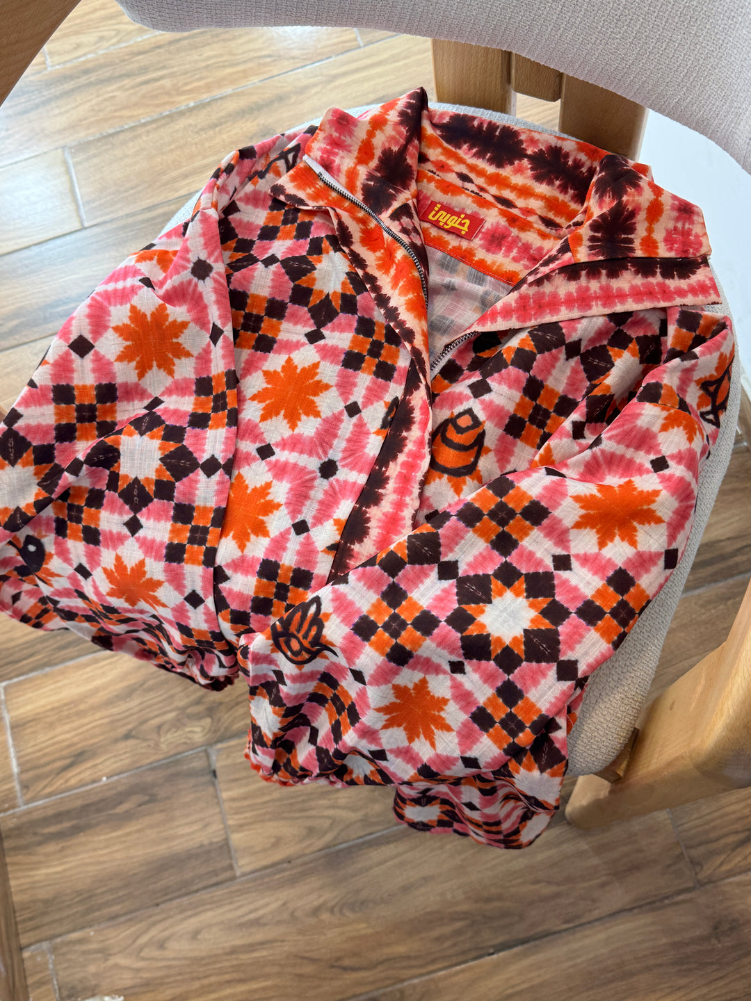 Islamic tie dye Linen zipper jacket