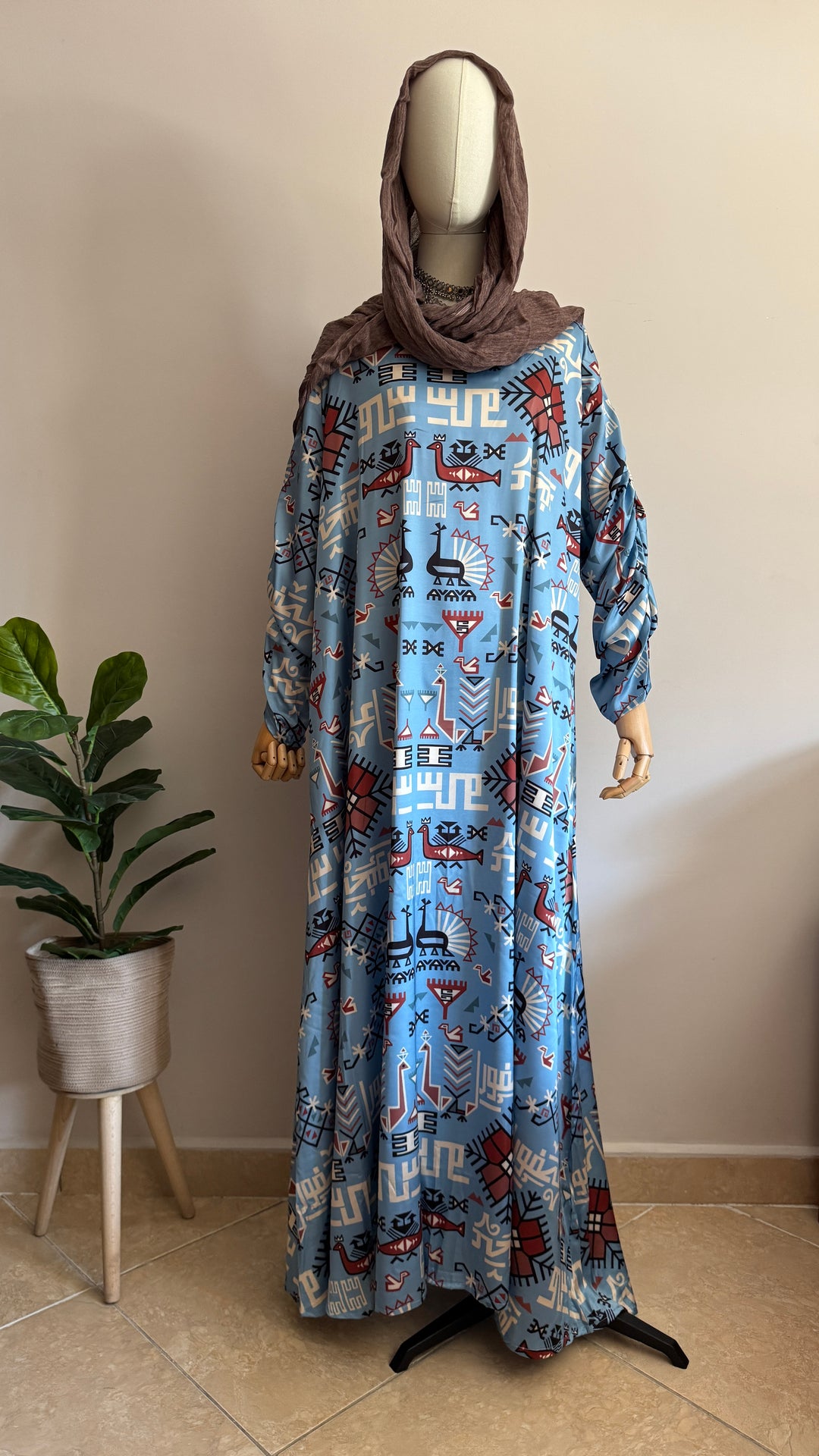 Blue Klim pattern Silk dress