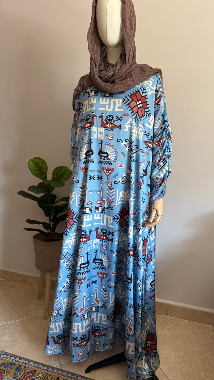 Blue Klim pattern Silk dress