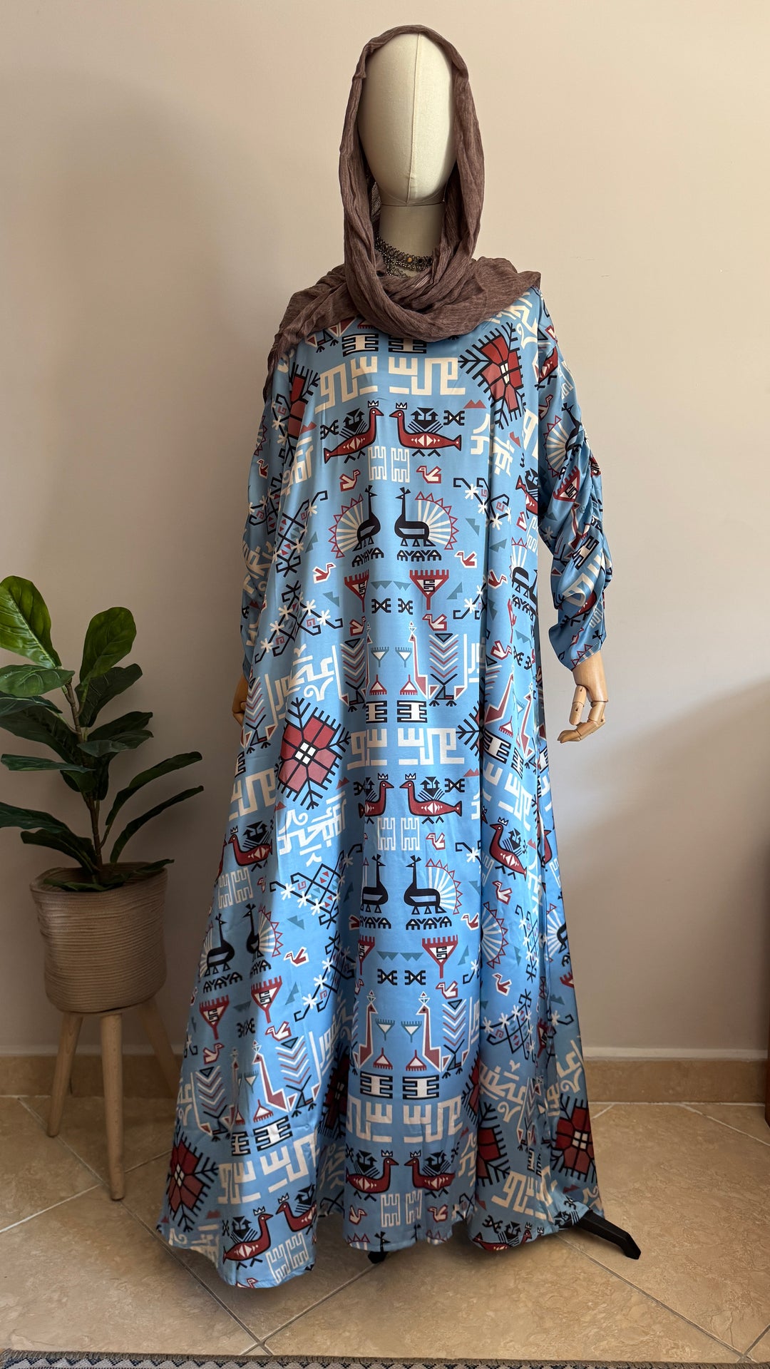 Blue Klim pattern Silk dress
