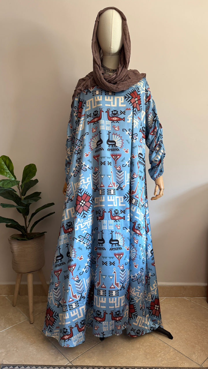 Blue Klim pattern Silk dress