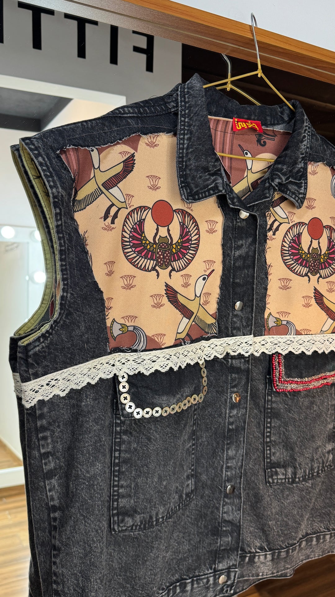 Brown faro Recycle denim vest