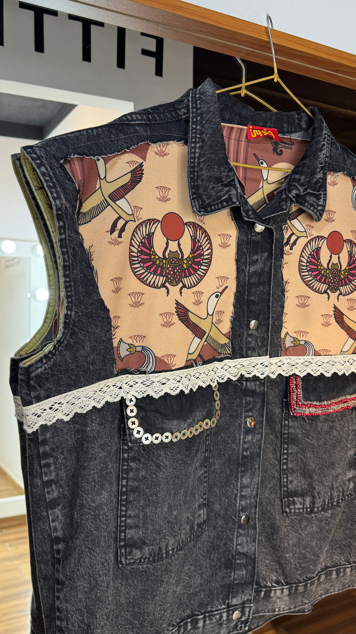 Brown faro Recycle denim vest