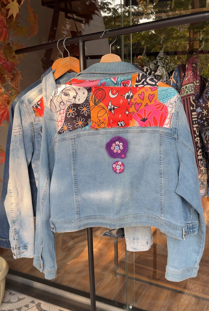 Pop colors x buttons Recycle denim jacket