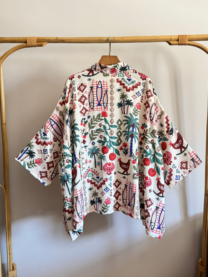 pomegranate palm poncho blouse ( pre order )