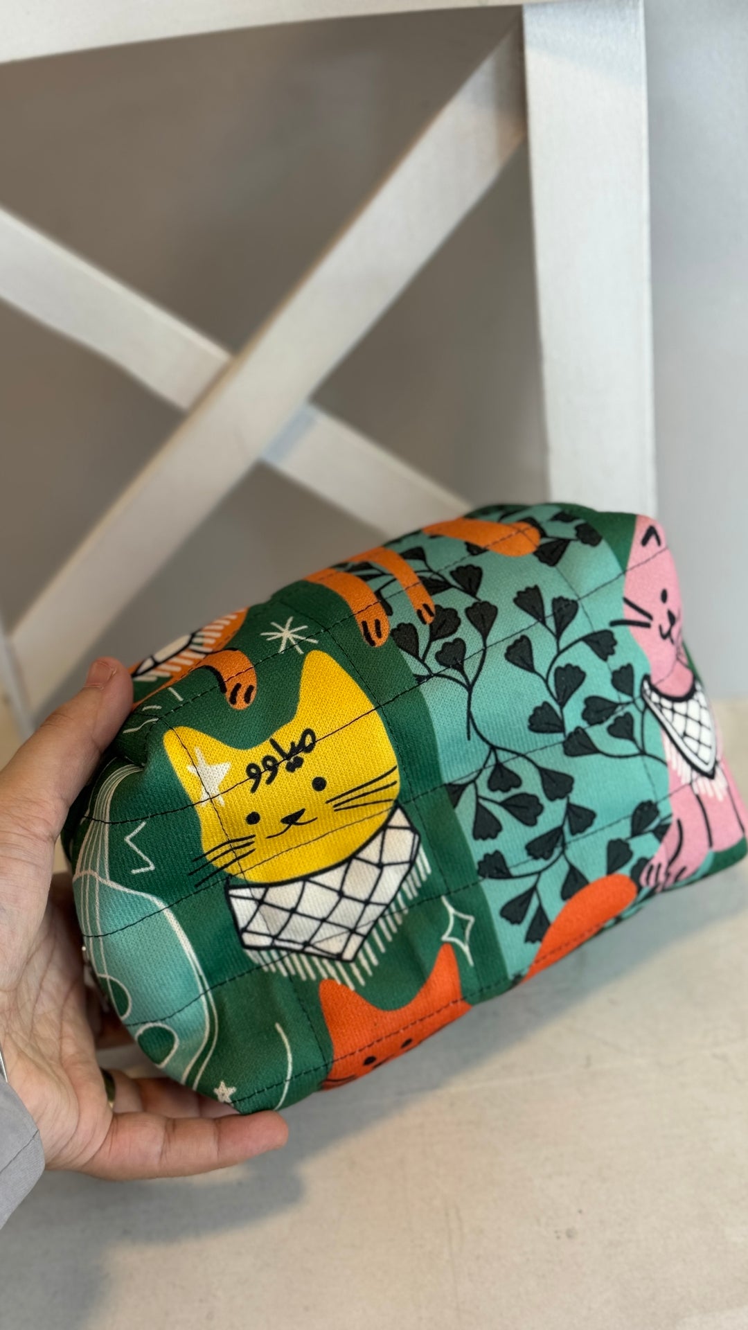Green cat Padded pouch
