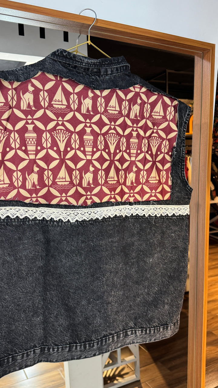 Brown faro Recycle denim vest