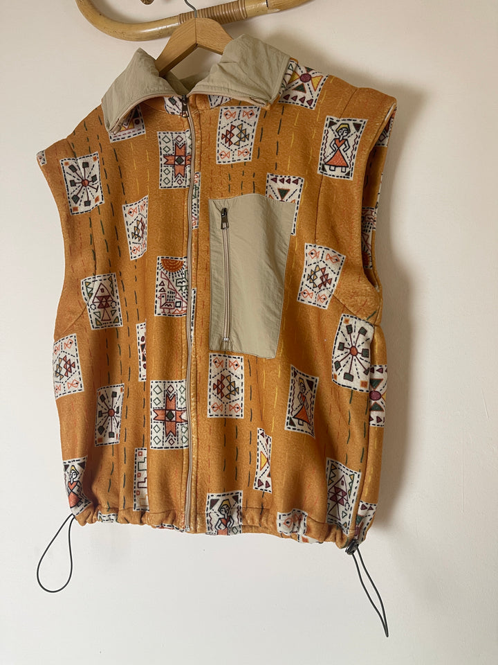Embroidery stitches yellow jacket/vest