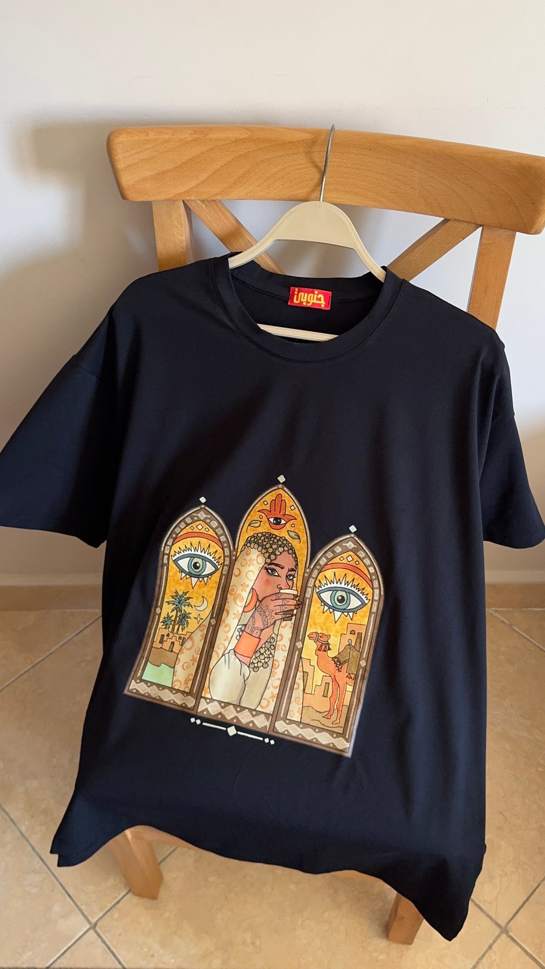 Black " غجريه "oversized half sleeve shirt