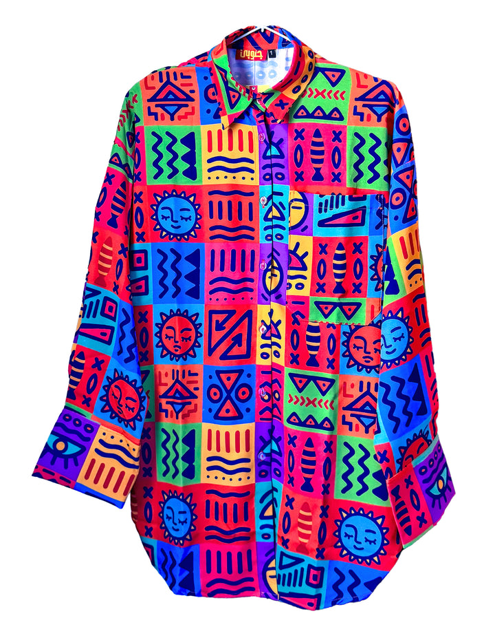 squares african drawings shirt