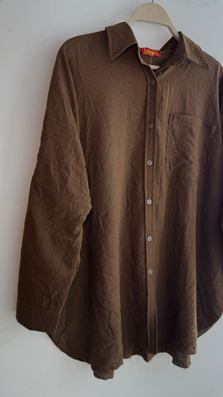 Chocolate brown linen unfinished shirt