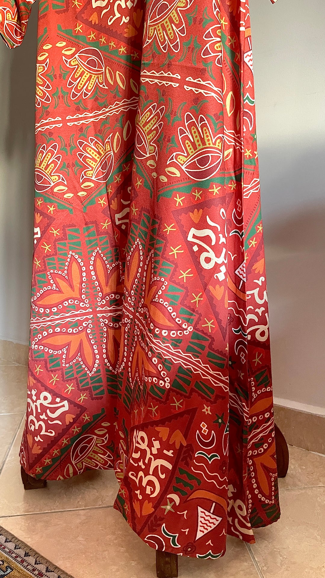 Folk orange pattern cloche dress