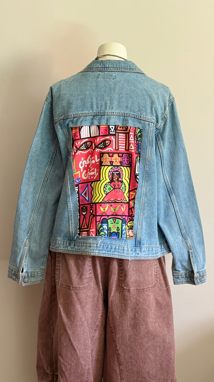 Red folklore Recycle denim jacket