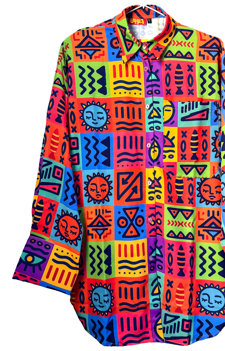 squares african drawings shirt