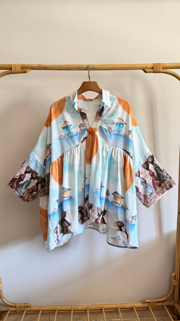 The afro painting poncho blouse ( pre order )