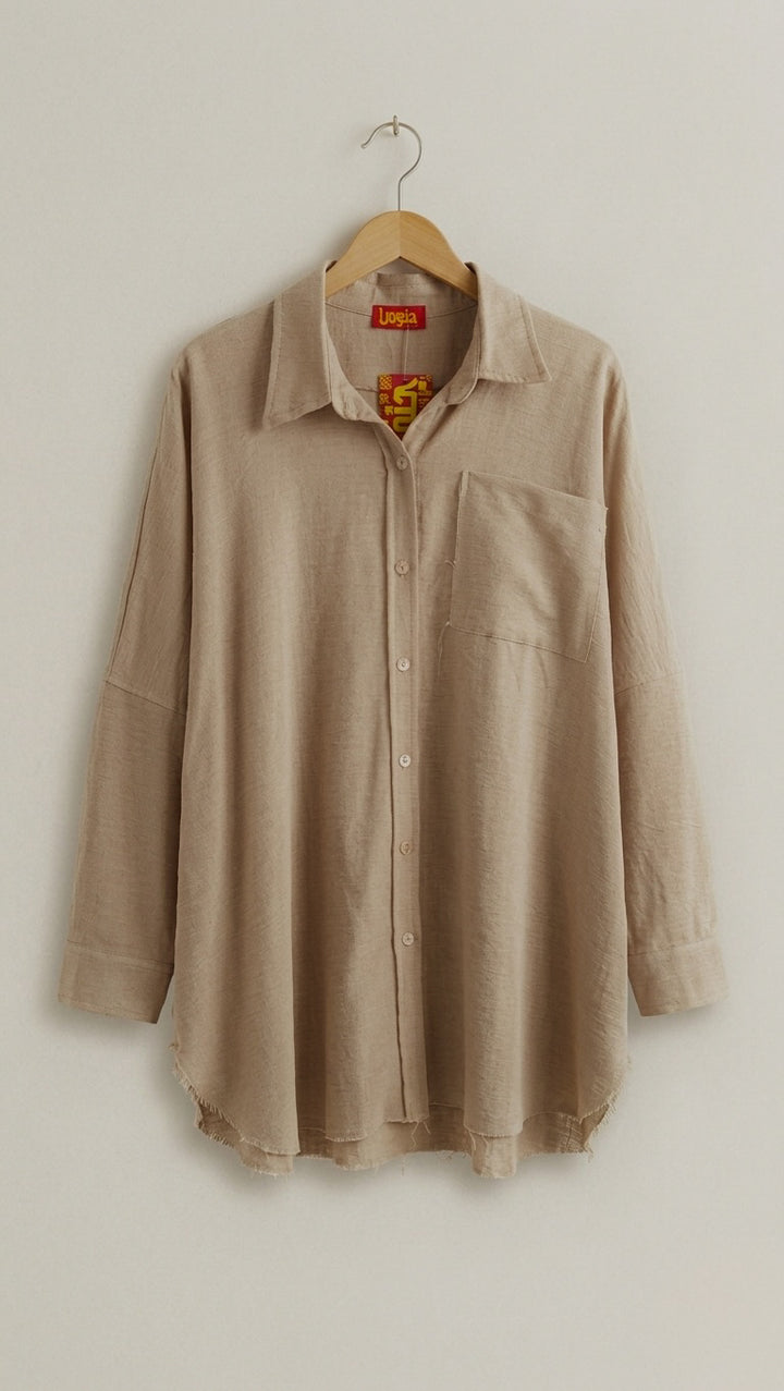 Sand Biege linen unfinished shirt