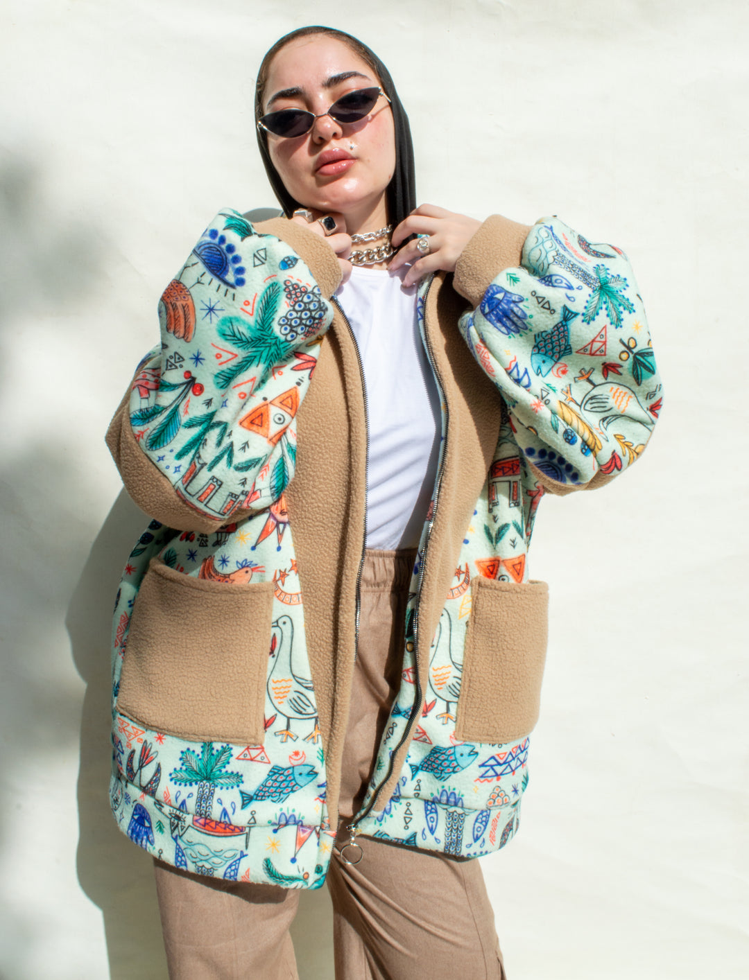 Tunisia village teddy fleece jacket