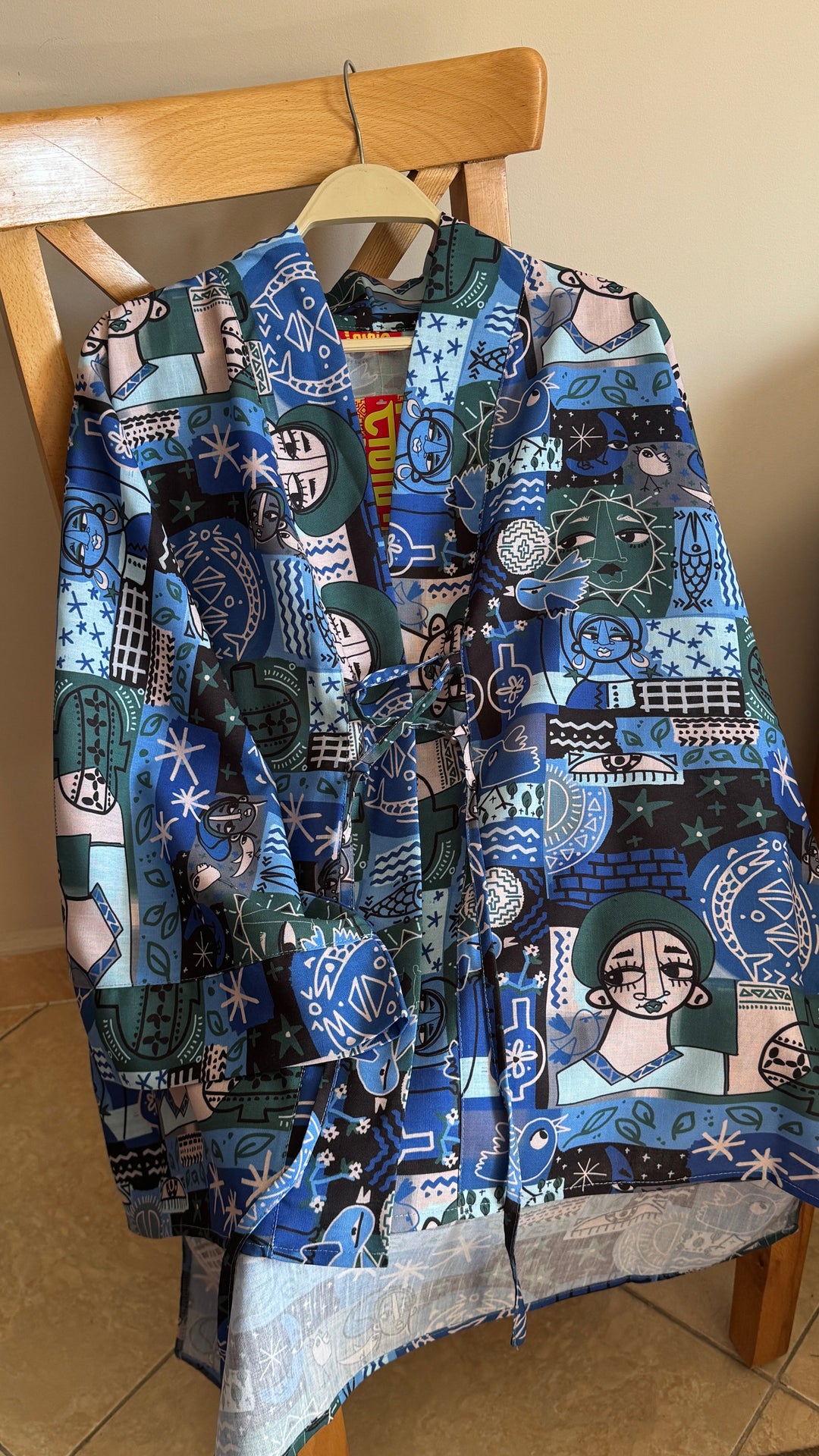 midnight Nile high & Low linen kimono
