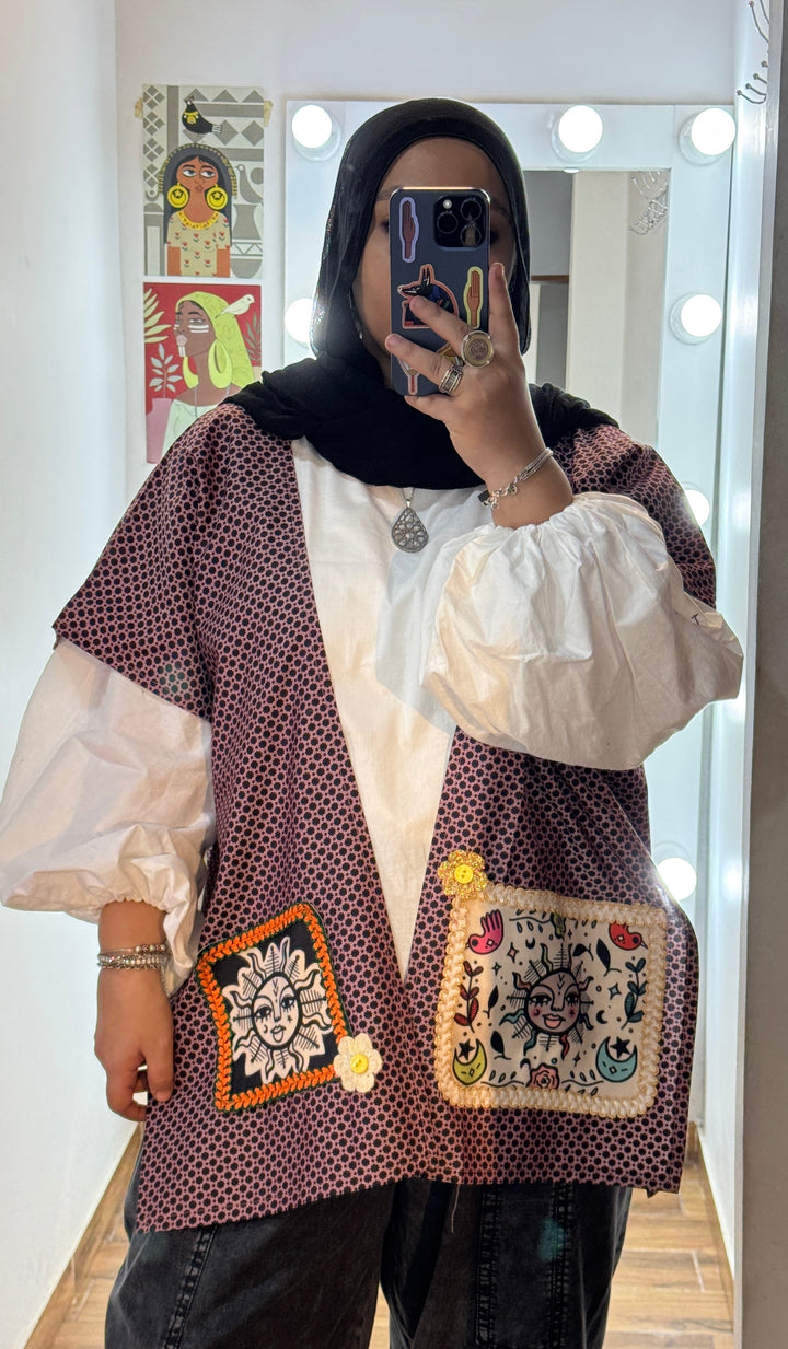 Black “3” cap Kimono
