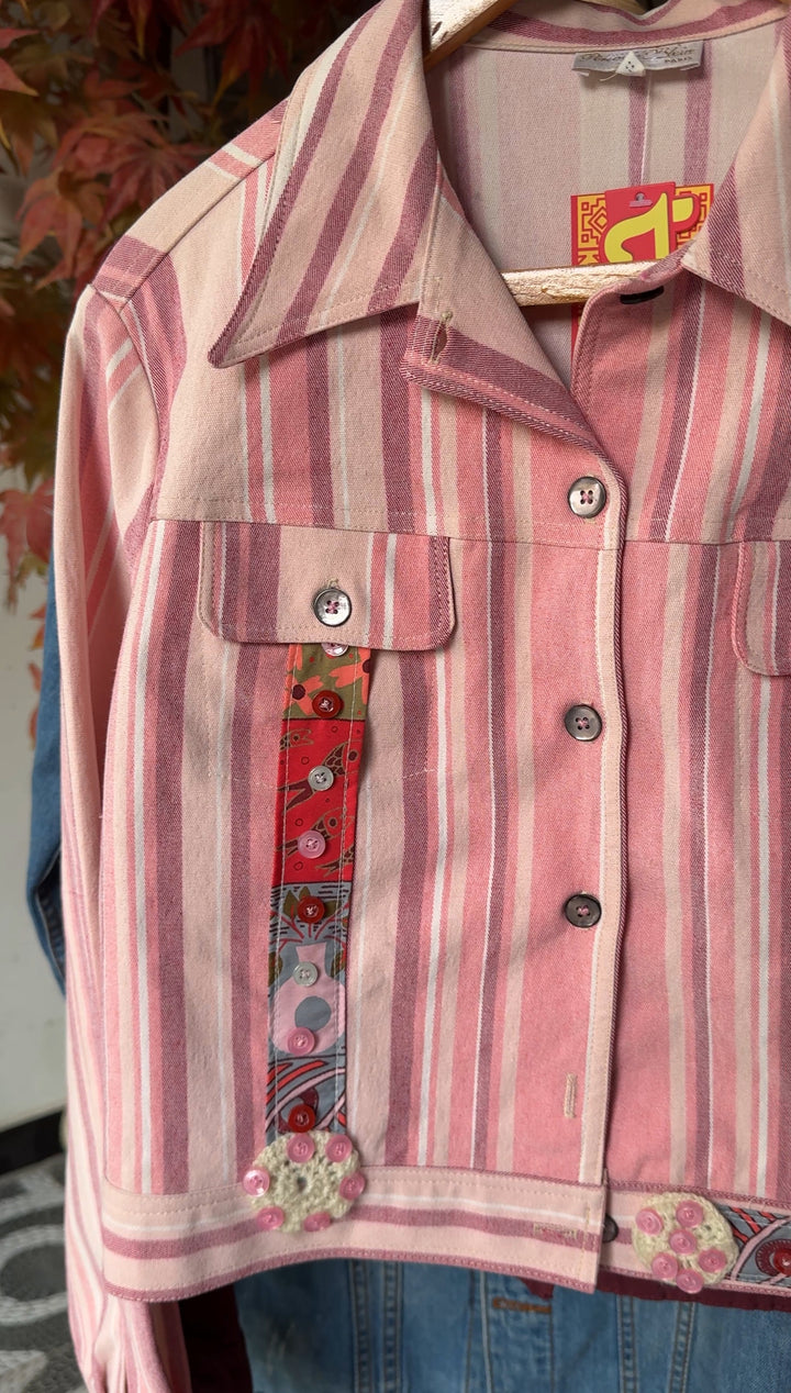 Stripes pinkish Recycle denim jacket