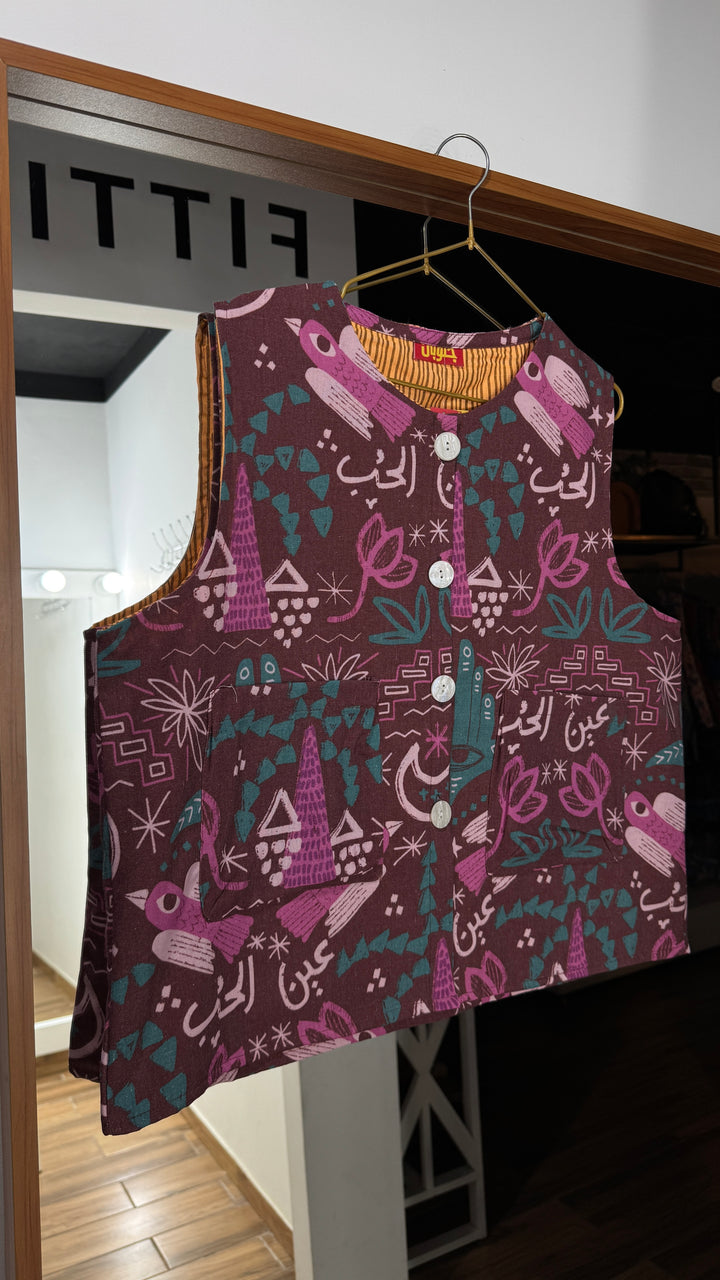 The crimson linen vest