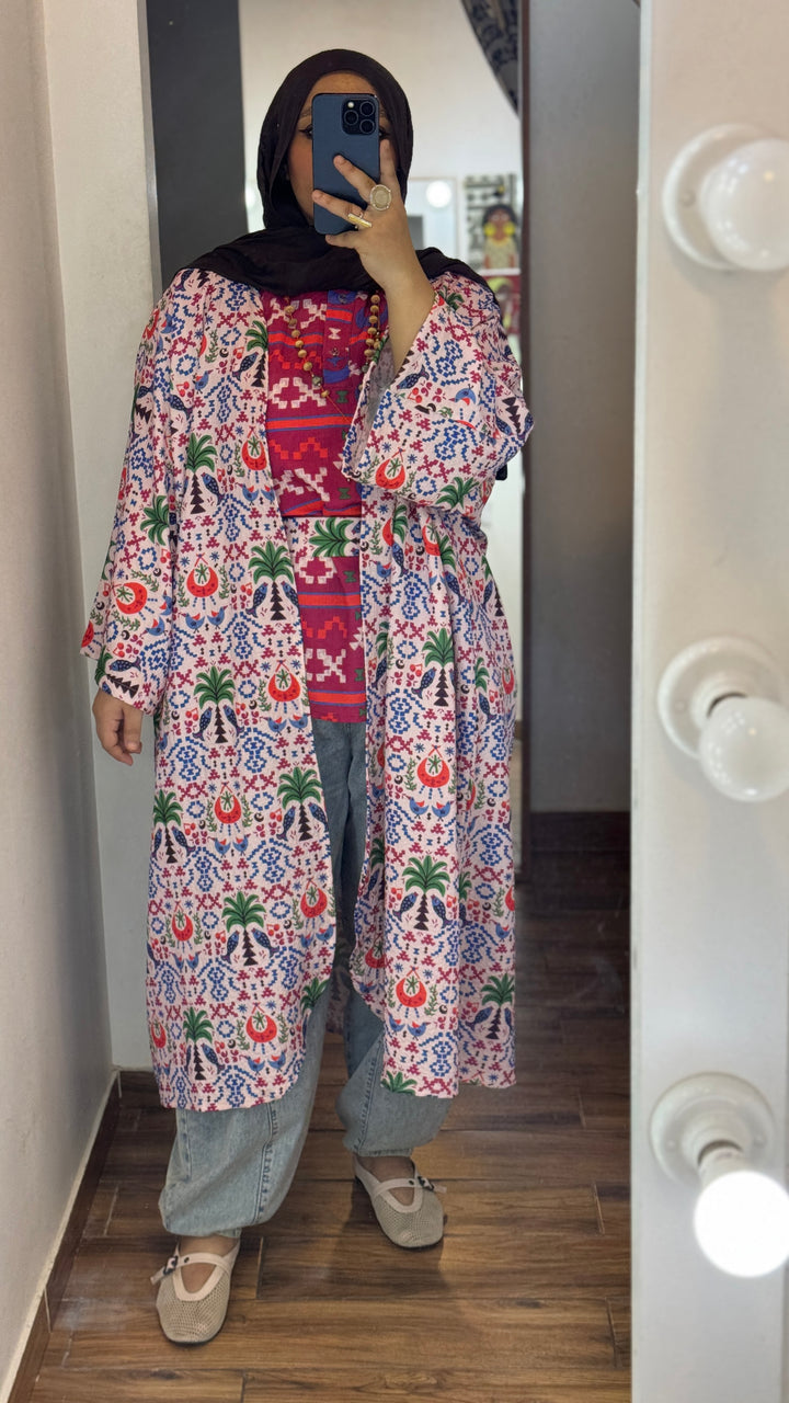 Palm & river Vest kimono set