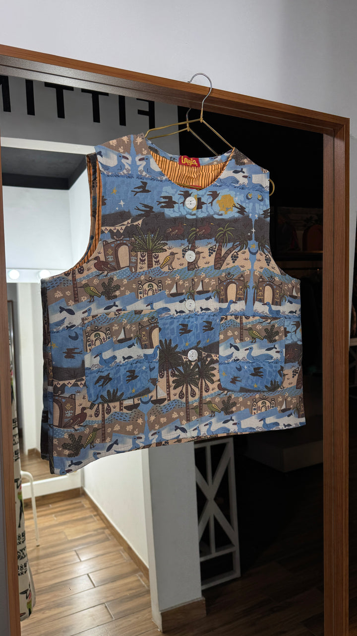 River stories linen vest