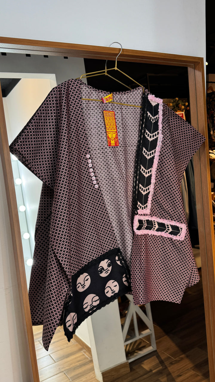 Black “1” cap Kimono