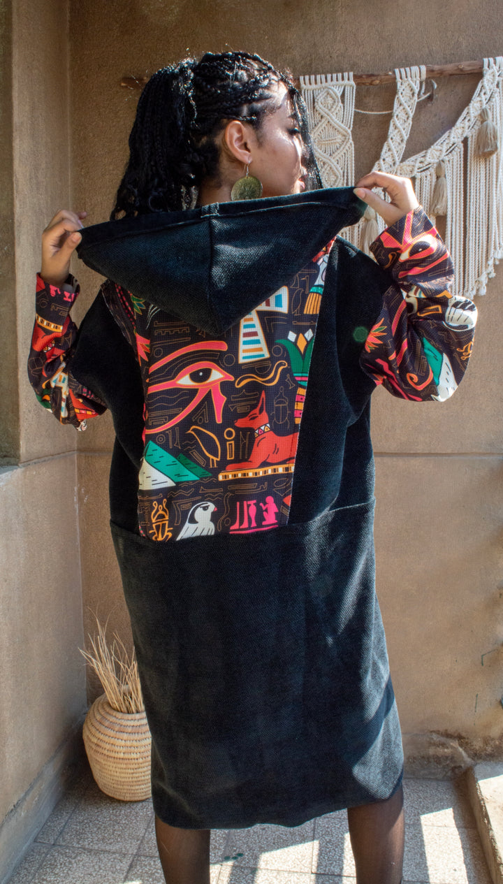 Black faro long hoodie