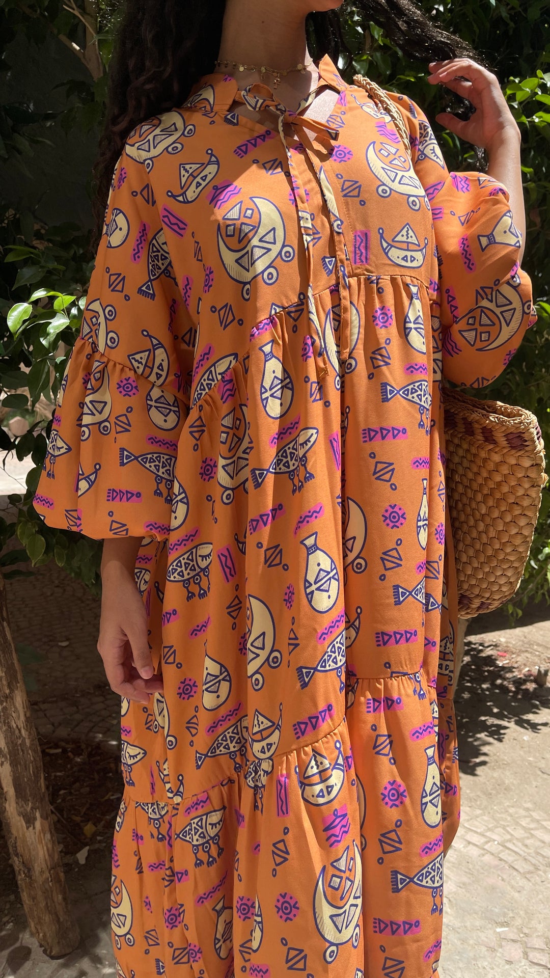 Folk orange motives dress
