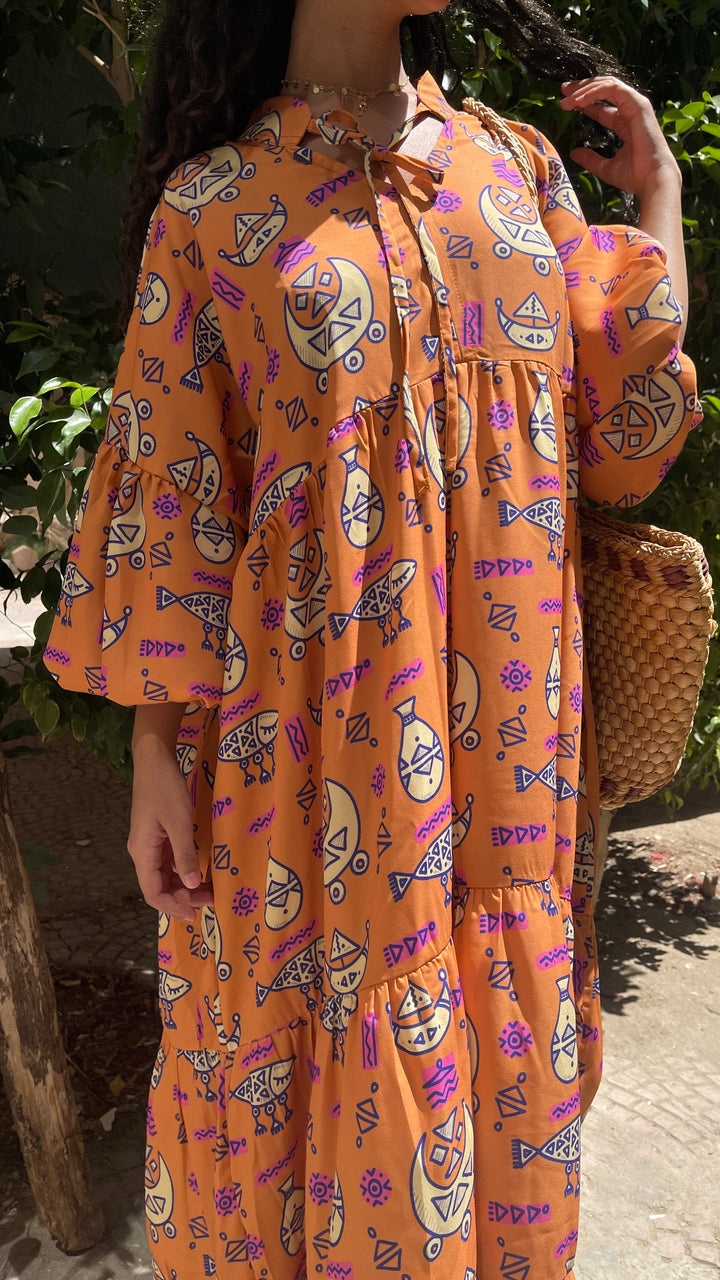 Folk orange motives dress