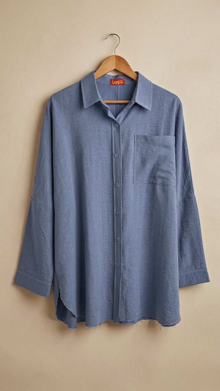 Dusty blue linen unfinished shirt