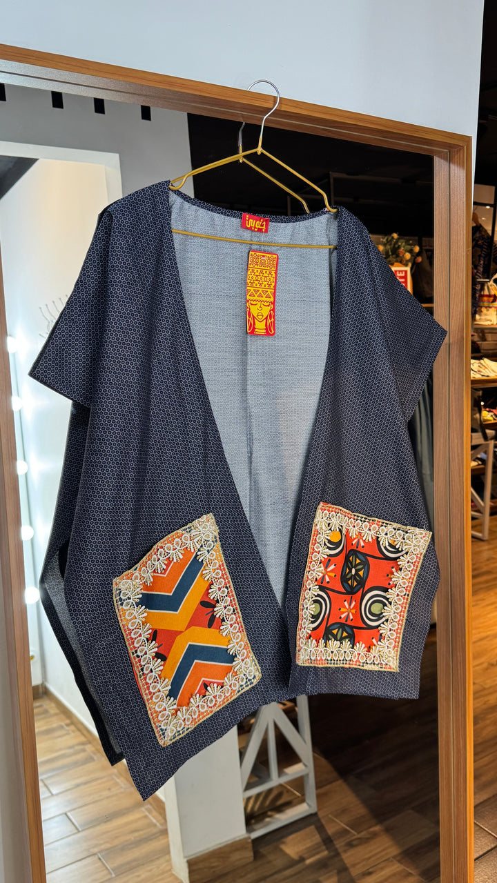 blue “2” cap Kimono