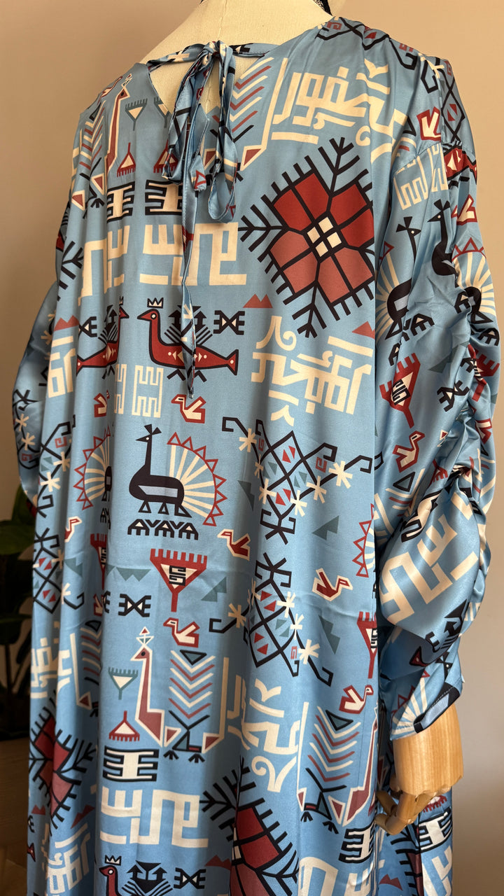 Blue Klim pattern Silk dress