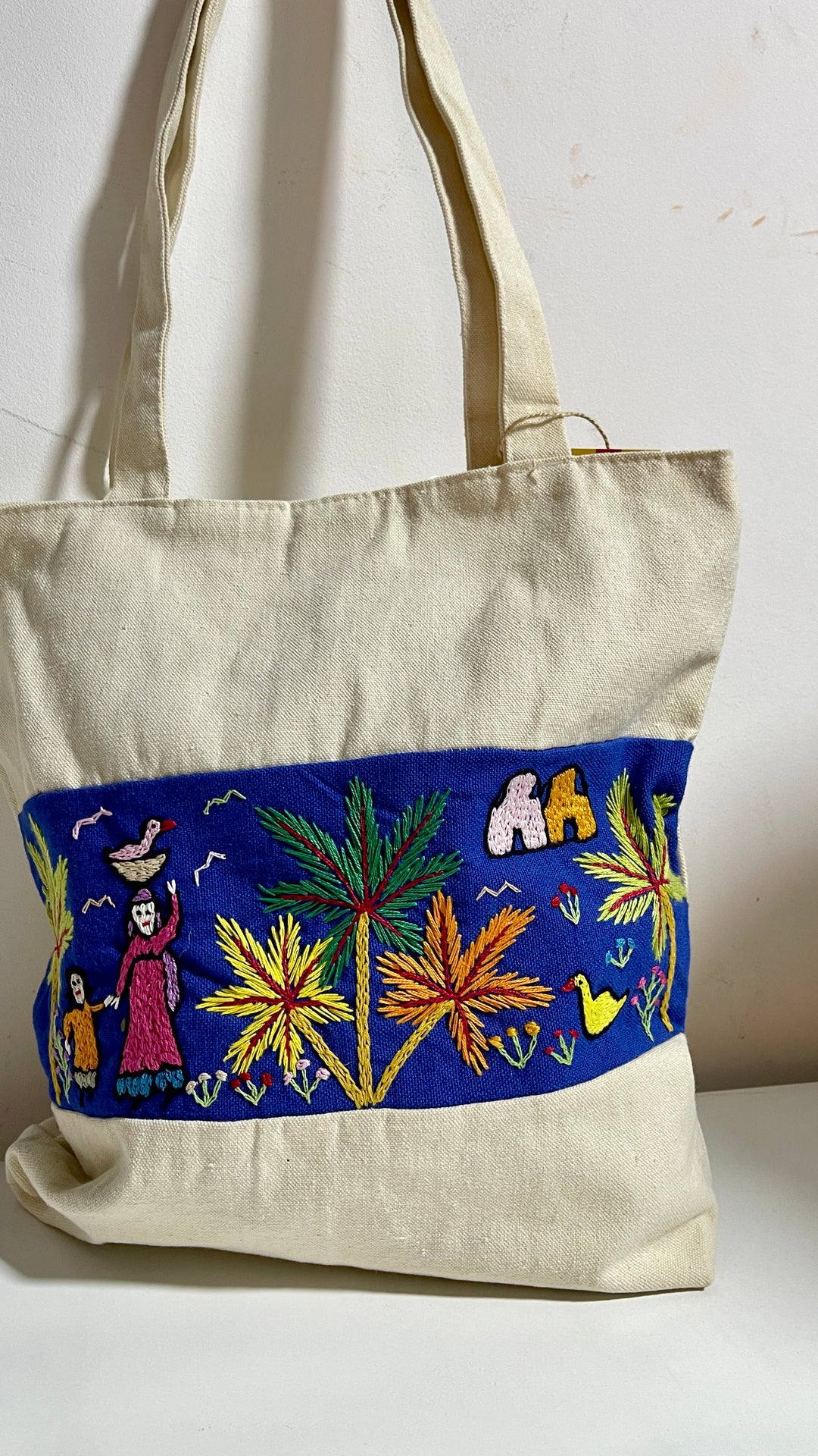 Sinai embroidery X blue tote bag