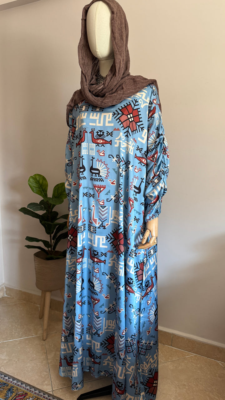 Blue Klim pattern Silk dress
