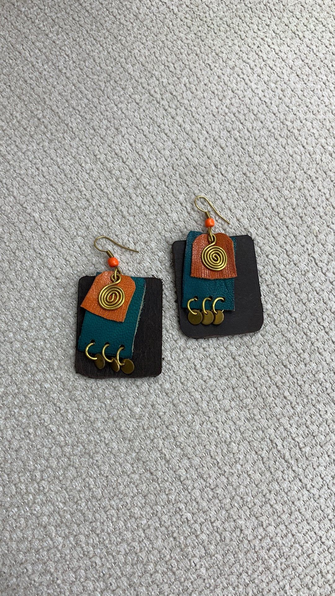 Mixed leather orange Earrings