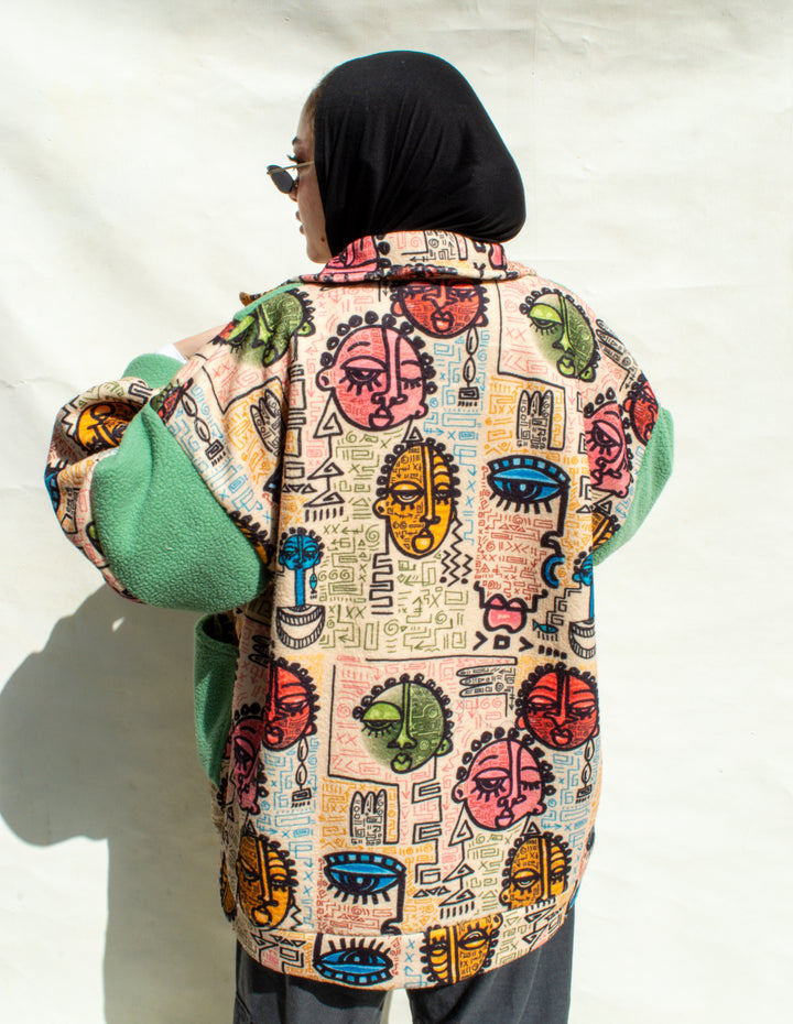 Biege faces teddy fleece jacket