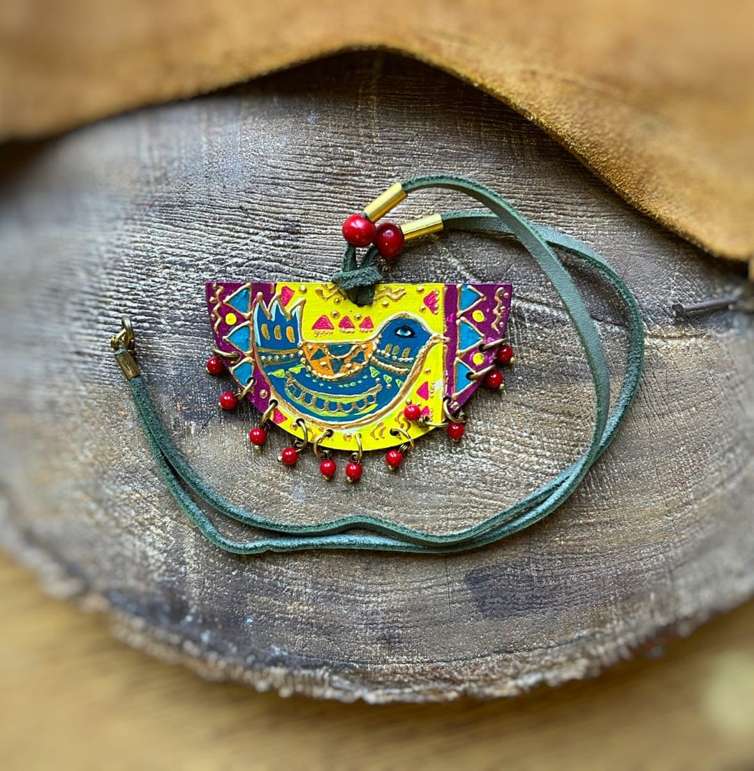 folk bird woman Necklace