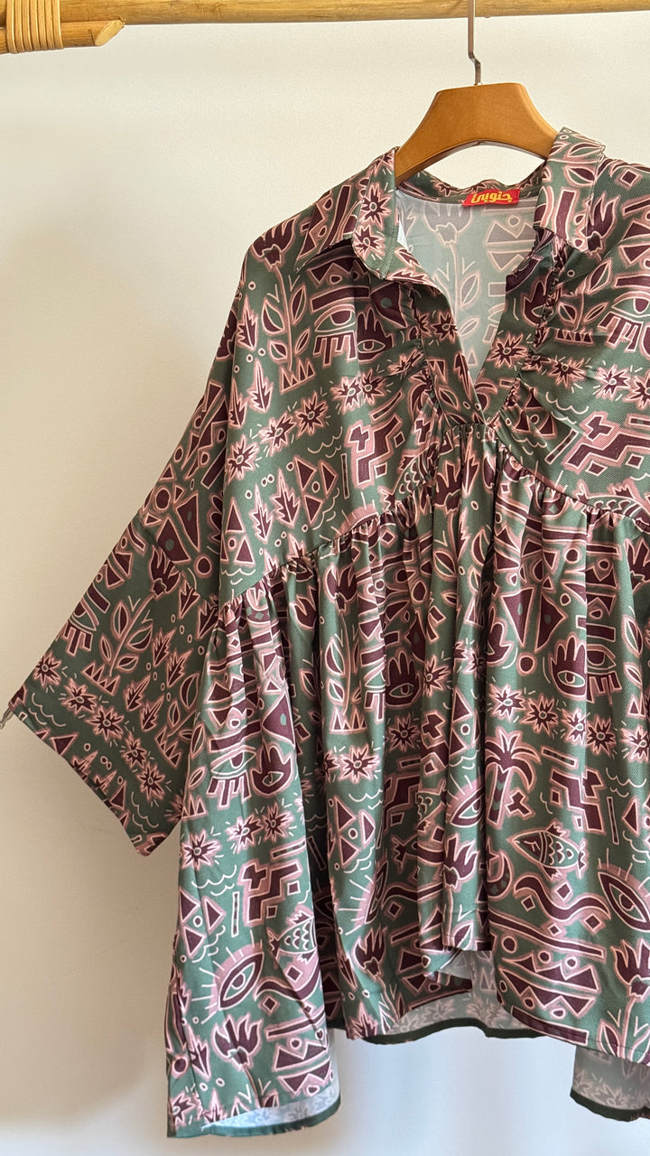 Palm symbols poncho blouse ( pre order )