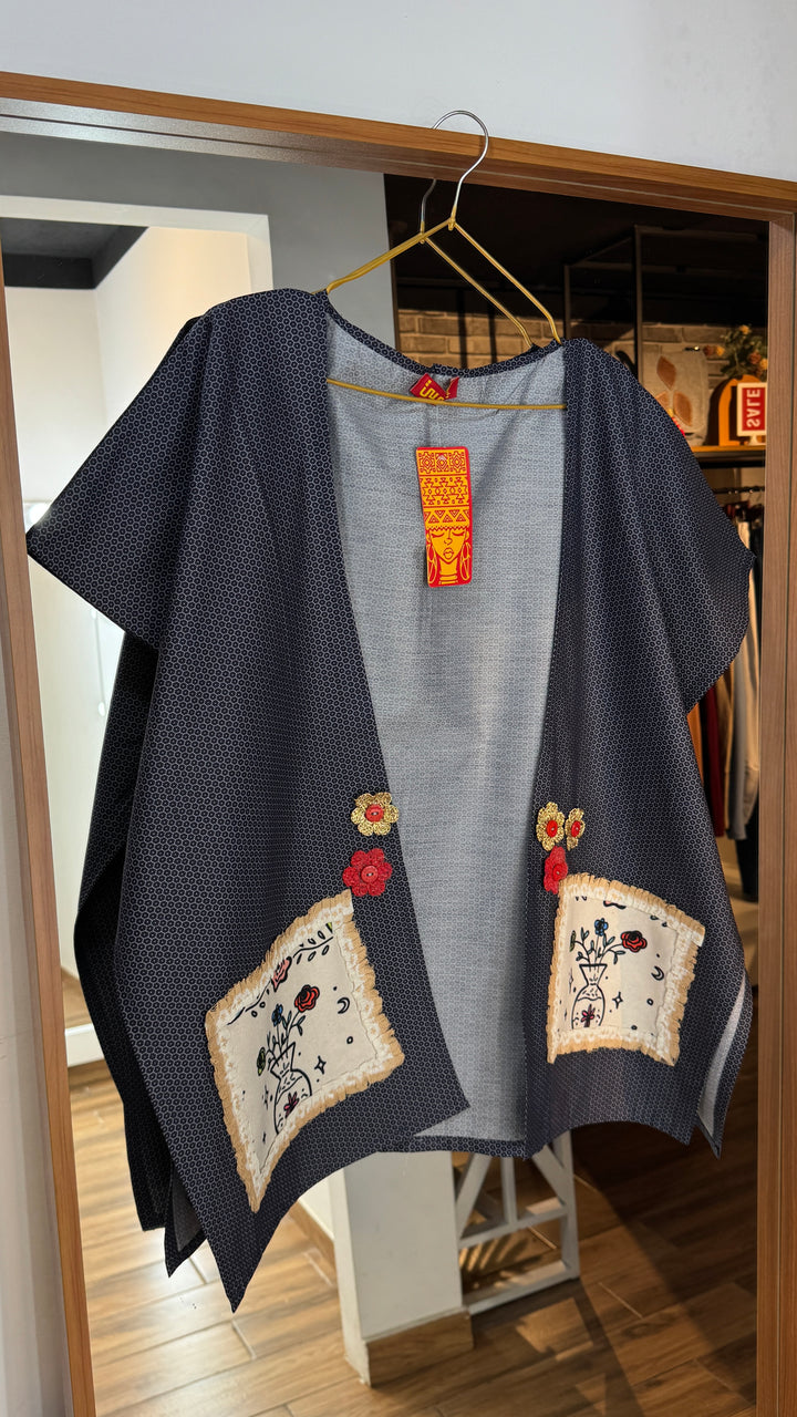 blue “4” cap Kimono
