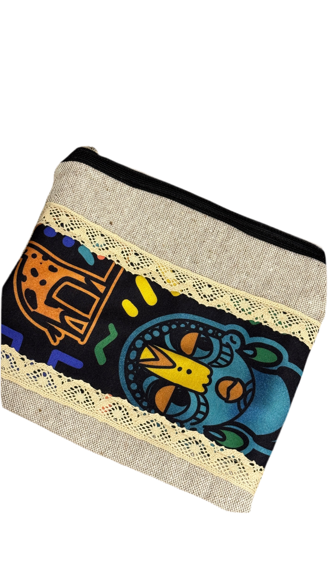 Tribal Mask Patchwork Pouch