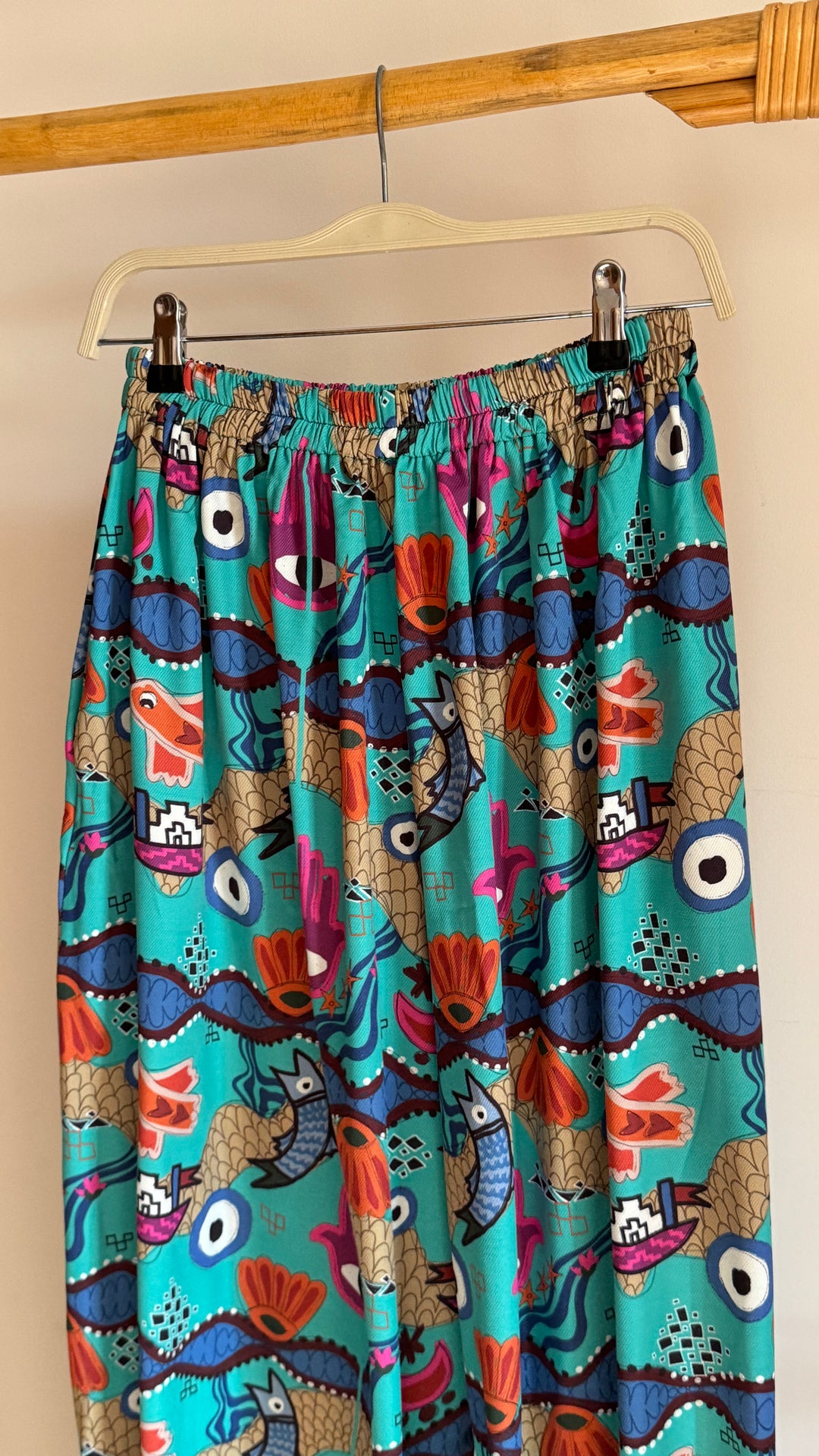 Blessing charms aqua Tie-hem Balloon pants