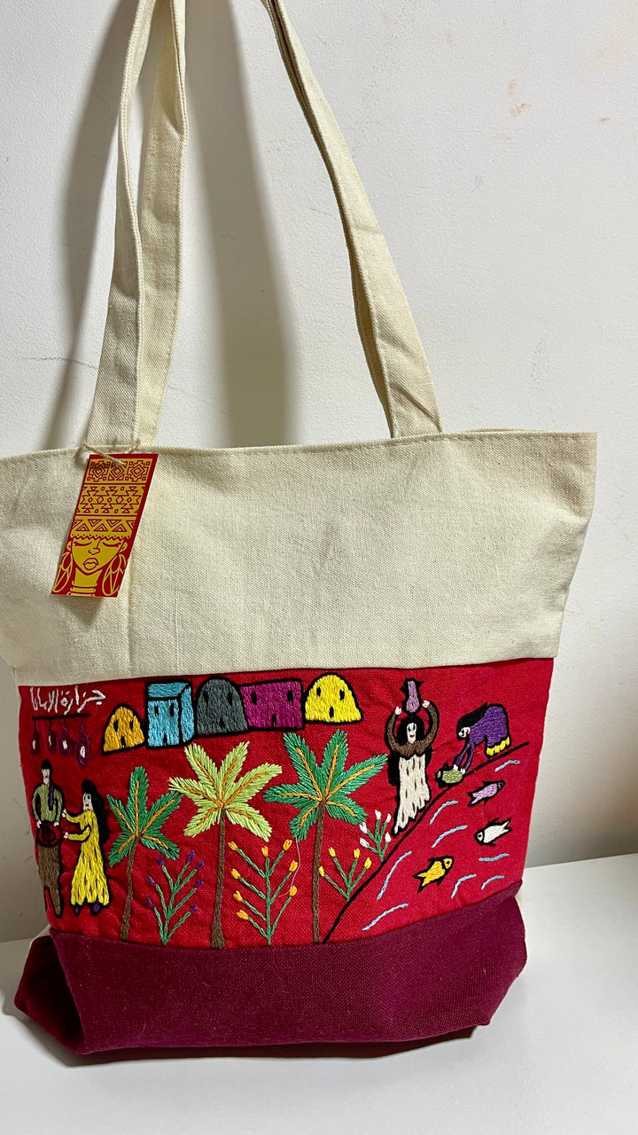 Sinai embroidery X red “3” tote bag
