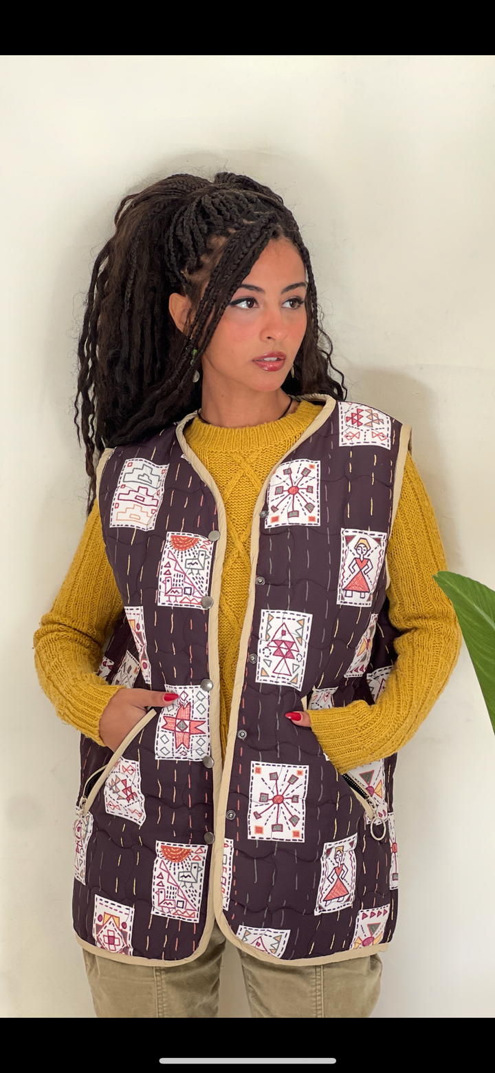 Green embroidery Bomber vest defect