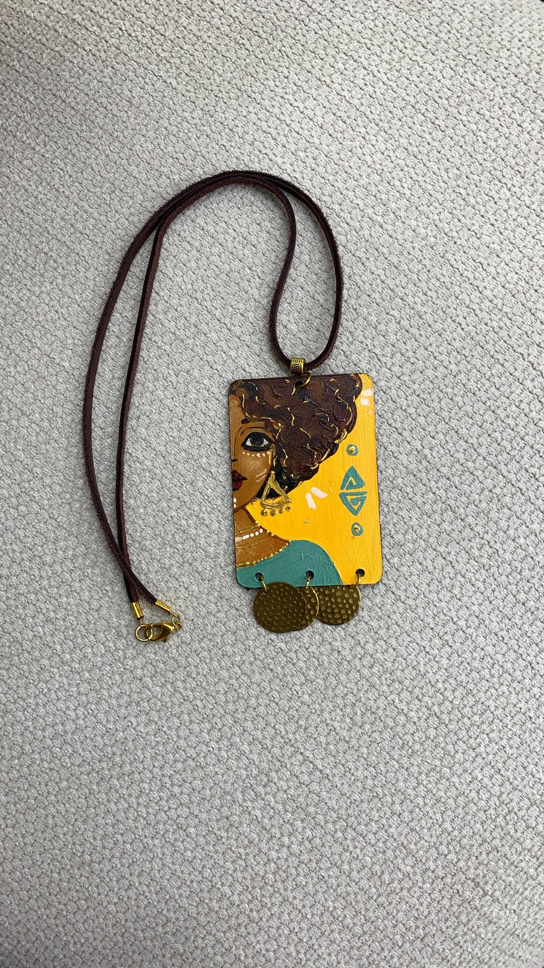 Afro women yellow Necklace